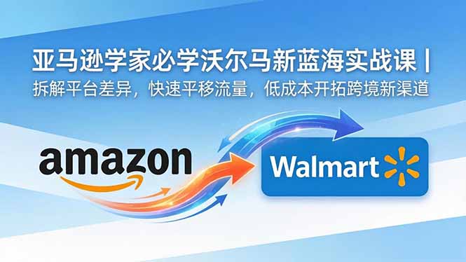 亚马逊卖家必学沃尔玛新蓝海实战课｜拆解平台差异，快速平移流量，低成本开拓跨境新渠道-瀚洪创业网
