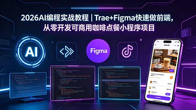2026AI编程实战教程｜Trae+Figma快速做前端，从零开发可商用咖啡点餐小程序项目-瀚洪创业网