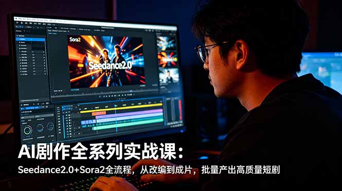 AI剧作全系列实战课：Seedance2.0+Sora2全流程，从改编到成片，批量产出高质量短剧-瀚洪创业网