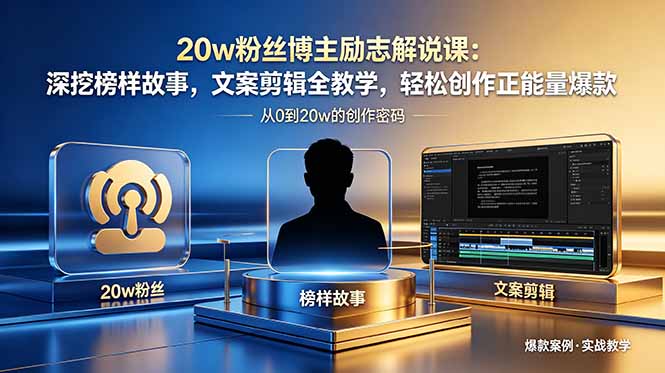 20w粉丝博主励志解说课：深挖榜样故事，文案剪辑全教学，轻松创作正能量爆款-瀚洪创业网