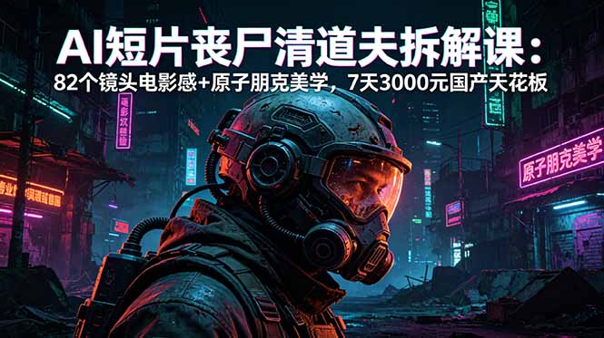 AI短片《丧尸清道夫》拆解课：82个镜头电影感+原子朋克美学，7天3000元国产天花板-瀚洪创业网