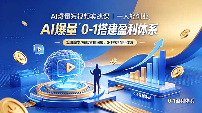 AI爆量短视频实战课｜一人轻创业，算法脚本剪辑直播同城，0-1搭建盈利体系-瀚洪创业网