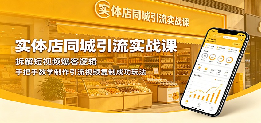 实体店同城引流实战课：拆解短视频爆客逻辑，手把手教学制作引流视频复制成功玩法-瀚洪创业网