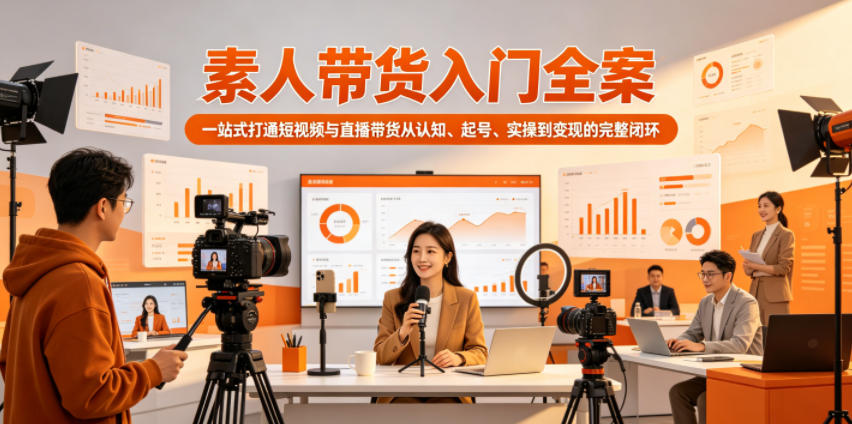 素人带货入门全案，一站式打通短视频与直播带货从认知、起号、实操到变现的完整闭环-瀚洪创业网