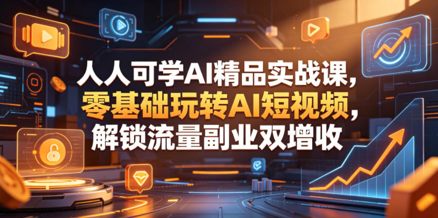 人人可学AI精品实战课，零基础玩转AI短视频，解锁流量副业双增收-瀚洪创业网