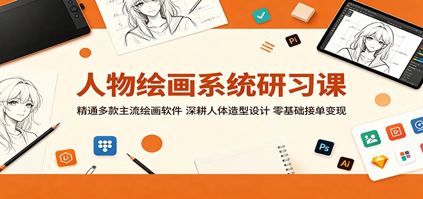 人物绘画系统研习课：精通多款主流绘画软件，深耕人体造型设计，零基础接单变现-瀚洪创业网