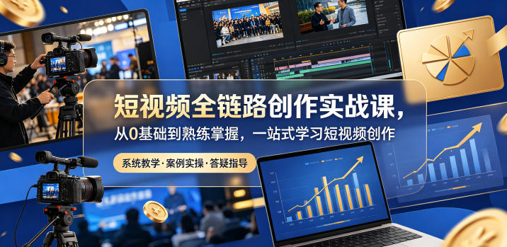 短视频全链路创作实战课，从0基础到熟练掌握，一站式学习短视频创作-瀚洪创业网