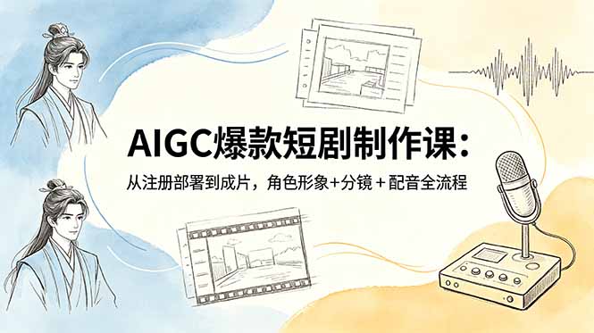 AIGC爆款短剧制作课：从注册部署到成片，角色形象+分镜+配音全流程-瀚洪创业网