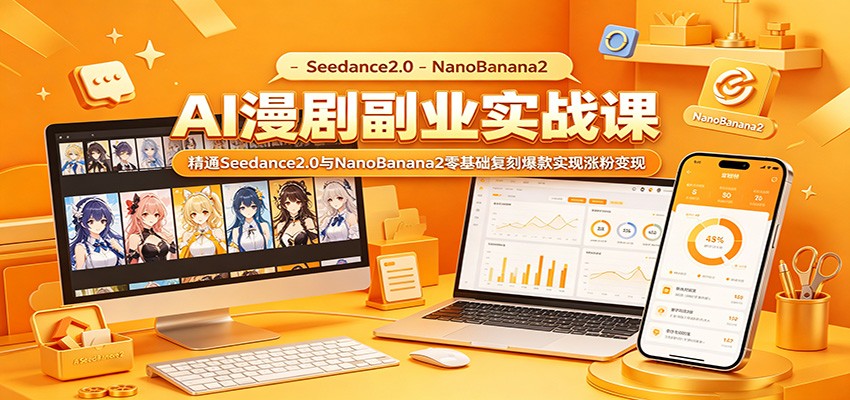 AI漫剧副业实战课：精通Seedance2.0与NanoBanana2零基础复刻爆款实现涨粉变现-瀚洪创业网