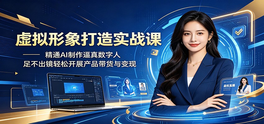 虚拟形象打造实战课：精通AI制作逼真数字人，足不出镜轻松开展产品带货与变现-瀚洪创业网