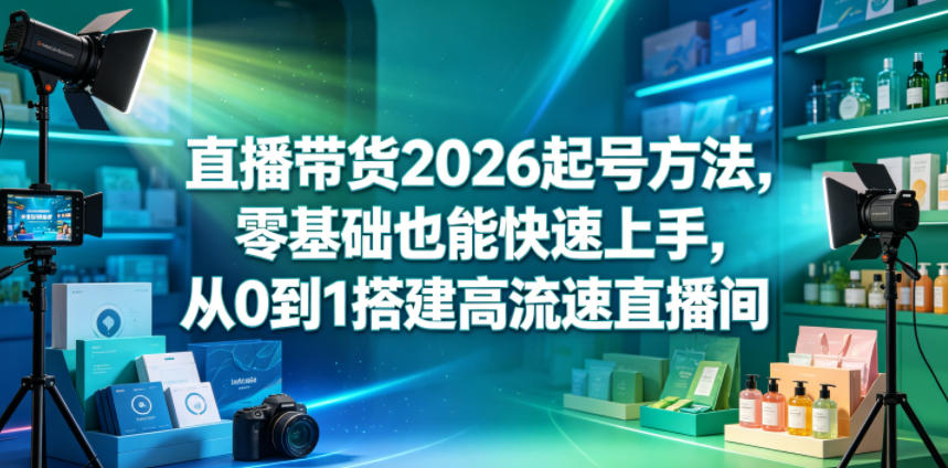 直播带货2026起号方法，零基础也能快速上手，从0到1搭建高流速直播间-瀚洪创业网