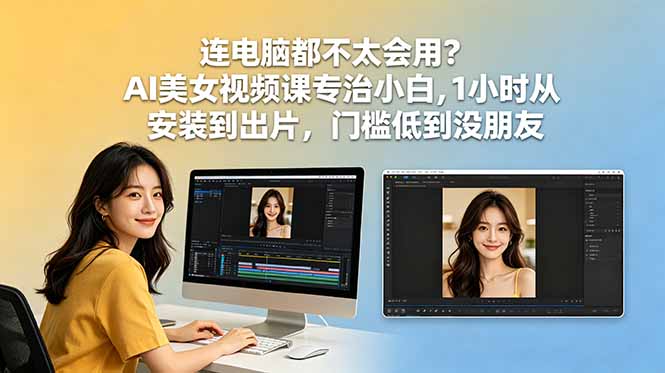 连电脑都不太会用？AI美女视频课专治小白，1小时从安装到出片，门槛低到没朋友-瀚洪创业网