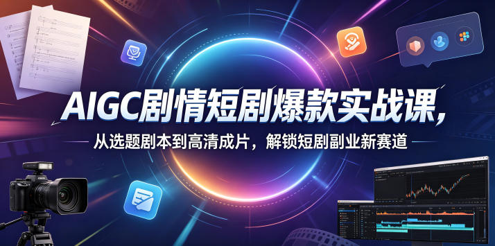 AIGC剧情短剧爆款实战课，从选题剧本到高清成片，解锁短剧副业新赛道-瀚洪创业网