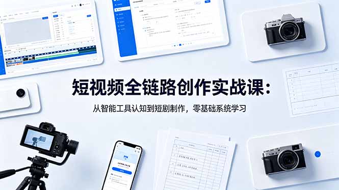 短视频全链路创作实战课：从智能工具认知到短剧制作，零基础系统学习-瀚洪创业网