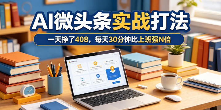 一天挣了408，AI微头条实战打法，每天30分钟比上班强N倍-瀚洪创业网