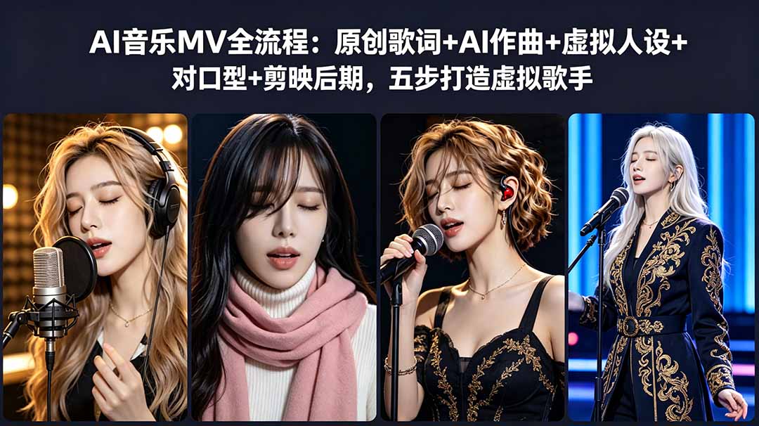 AI音乐MV全流程：原创歌词+AI作曲+虚拟人设+对口型+剪映后期，五步打造虚拟歌手-瀚洪创业网
