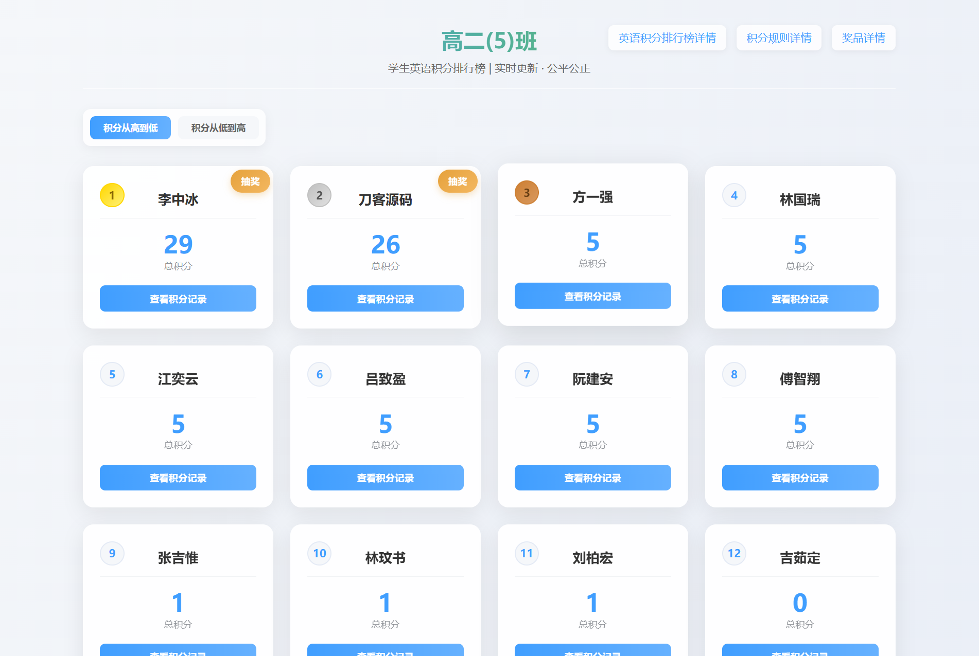 班级学生平时表现记录 积分抽奖系统源码 全开源-瀚洪创业网