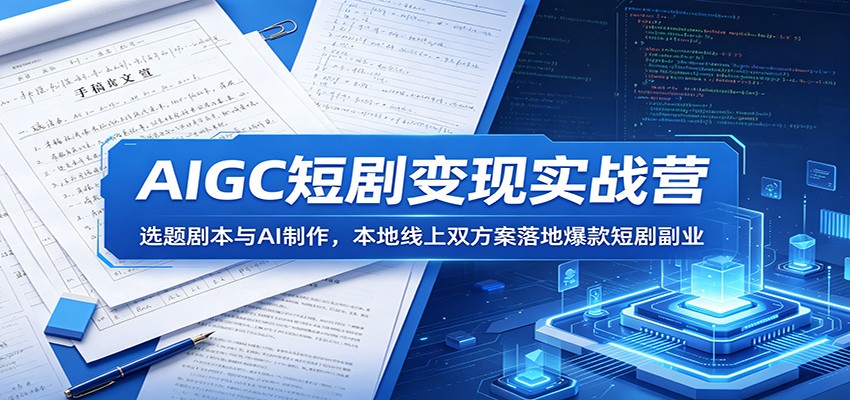 AIGC短剧变现实战营：选题剧本与AI制作，本地线上双方案落地爆款短剧副业-瀚洪创业网