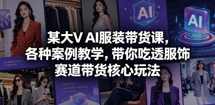 某大V AI服装带货课，各种案例教学，带你吃透服饰赛道带货核心玩法-瀚洪创业网