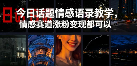 今日话题情感语录教学，情感赛道涨粉变现都可以-瀚洪创业网