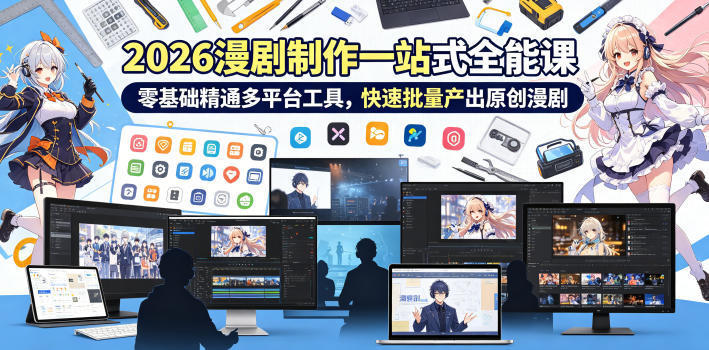 2026 AI漫剧制作一站式全能课，零基础精通多平台工具，快速批量产出原创漫剧-瀚洪创业网