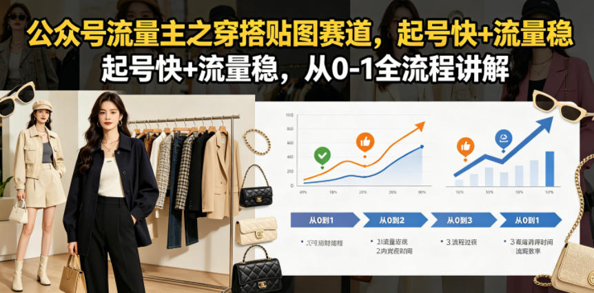 公众号流量主之穿搭贴图赛道，起号快+流量稳，从0-1全流程讲解-瀚洪创业网