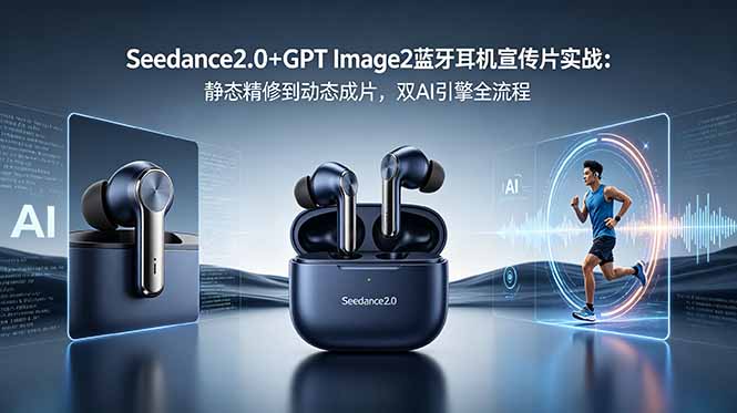 Seedance2.0+GPT Image2蓝牙耳机宣传片实战：静态精修到动态成片，双AI引擎全流程-瀚洪创业网
