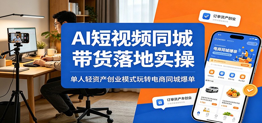 AI短视频同城带货落地实操：单人轻资产创业模式玩转电商同城爆单-瀚洪创业网