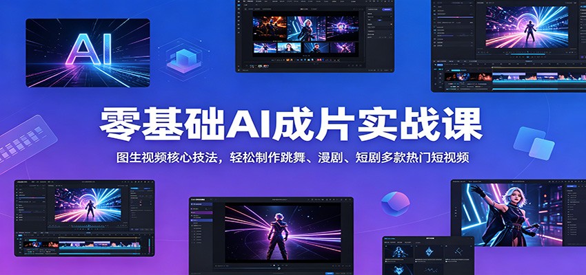 零基础AI成片实战课：图生视频核心技法，轻松制作跳舞、漫剧、短剧多款热门短视频-瀚洪创业网
