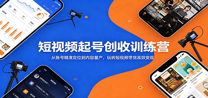 短视频起号创收训练营：从账号精准定位到内容量产，玩转短视频带货高效变现-瀚洪创业网