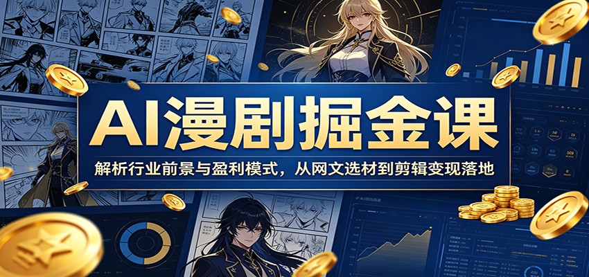 AI漫剧掘金课：解析行业前景与盈利模式，从网文选材到剪辑变现落地-瀚洪创业网