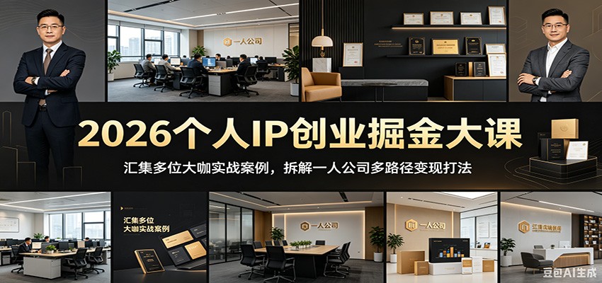 2026个人IP创业掘金大课：汇集多位大咖实战案例，拆解一人公司多路径变现打法-瀚洪创业网