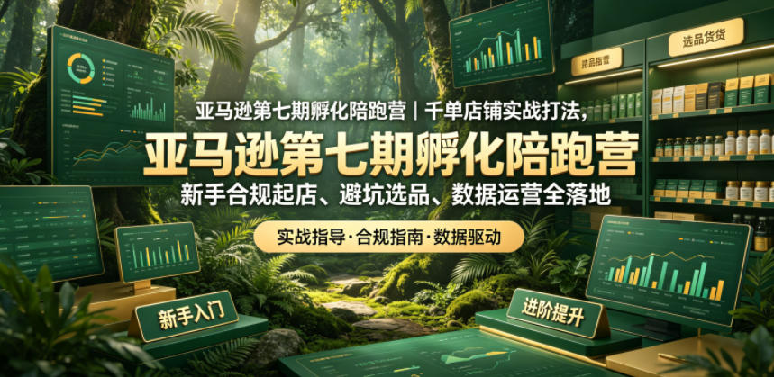 亚马逊第七期孵化陪跑营｜千单店铺实战打法，新手合规起店、避坑选品、数据运营全落地-瀚洪创业网