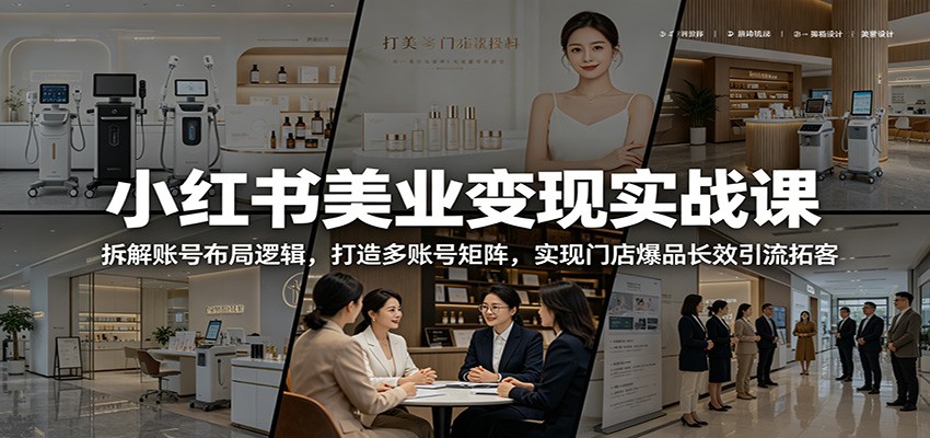 小红书美业变现实战课：拆解账号布局逻辑，打造多账号矩阵，实现门店爆品长效引流拓客-瀚洪创业网