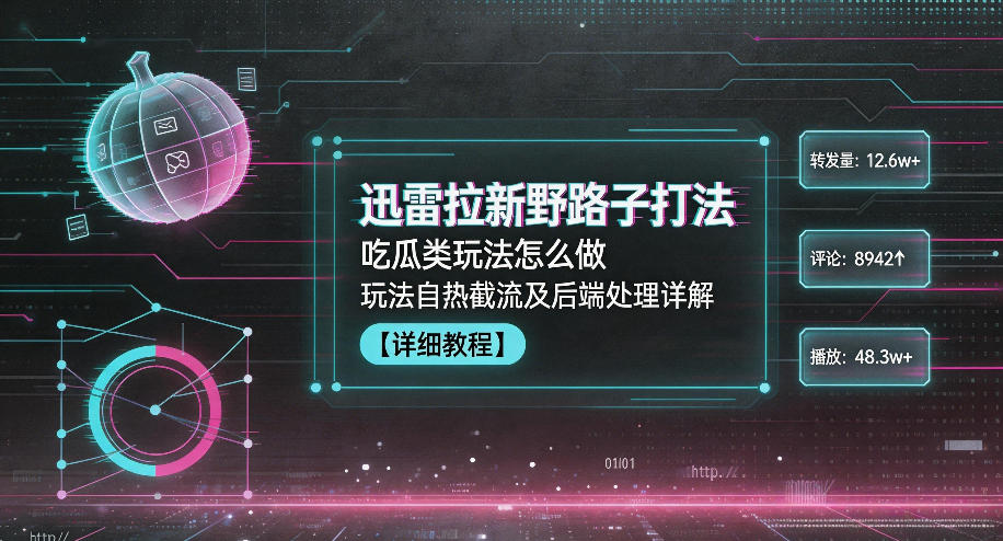 迅雷拉新野路子打法，吃瓜类玩法怎么做，玩法自热截流及后端处理详解-瀚洪创业网