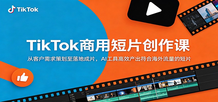 TikTok商用短片创作课：从客户需求策划至落地成片，AI工具高效产出符合海外流量的短片-瀚洪创业网