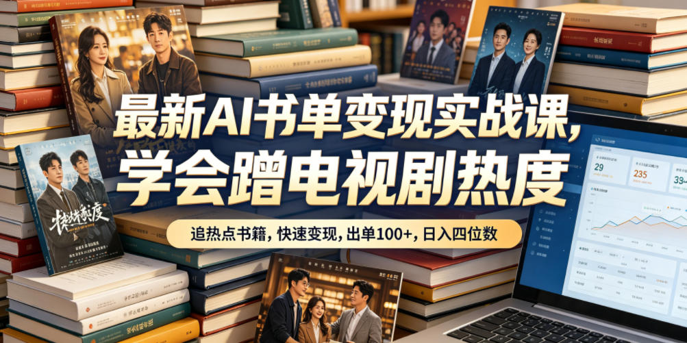 最新AI书单变现实战课，学会蹭电视剧热度，追热点书籍，快速变现，出单100+，日入四位数-瀚洪创业网