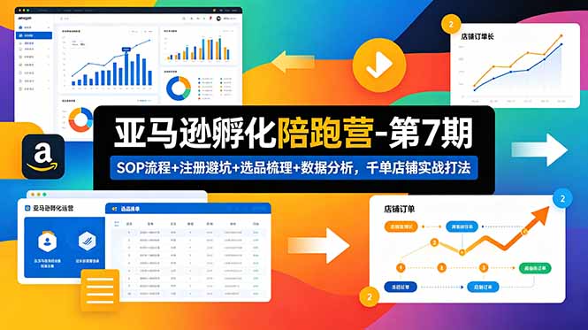亚马逊孵化陪跑营-第7期：SOP流程+注册避坑+选品梳理+数据分析，千单店铺实战打法-瀚洪创业网