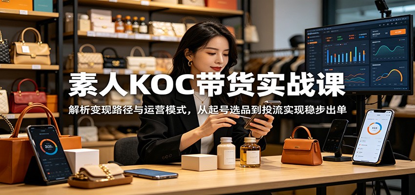 素人KOC带货实战课：解析变现路径与运营模式，从起号选品到投流实现稳步出单-瀚洪创业网