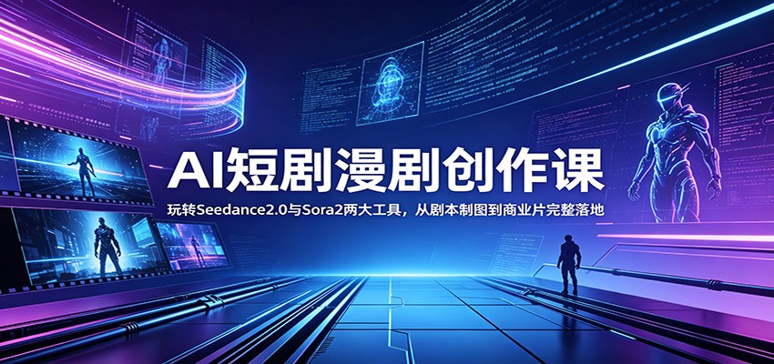 AI短剧漫剧创作课：玩转Seedance2.0与 Sora2两大工具，从剧本制图到商业片完整落地-瀚洪创业网