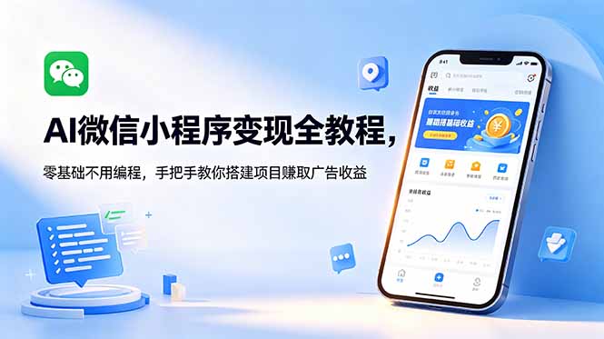 AI微信小程序变现全教程，零基础不用编程，手把手教你搭建项目赚取广告收益-瀚洪创业网