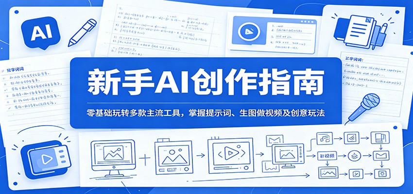 新手AI创作指南：零基础玩转多款主流工具，掌握提示词、生图做视频及创意玩法-瀚洪创业网