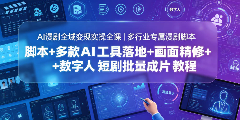 AI漫剧全域变现实操全课｜多行业专属漫剧脚本+多款AI工具落地+画面精修+数字人短剧批量成片全教程-瀚洪创业网