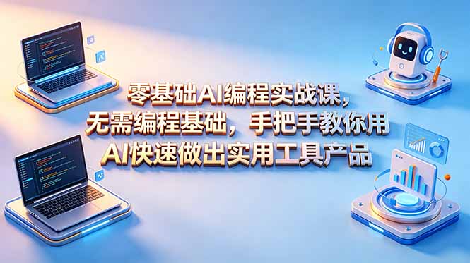 零基础AI编程实战课-更新，无需编程基础，手把手教你用AI快速做出实用工具产品-瀚洪创业网