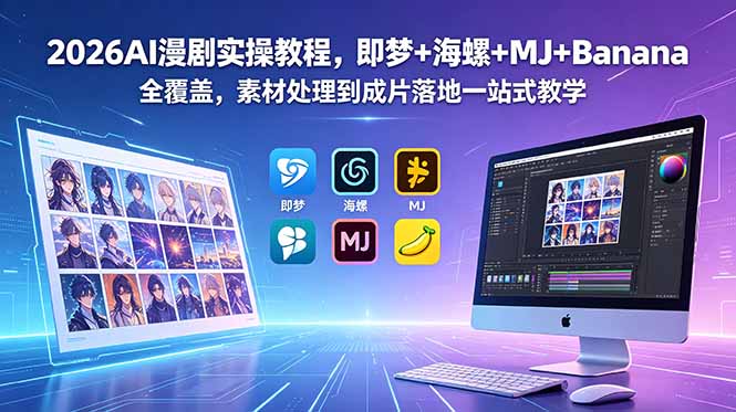 2026AI漫剧实操教程，即梦+海螺+MJ+Banana全覆盖，素材处理到成片落地一站式教学-瀚洪创业网