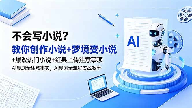 不会写小说？教你创作小说+梦境变小说+爆改热门小说+红果上传注意事项，AI漫剧全流程实战教学-瀚洪创业网