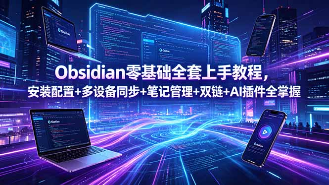 Obsidian零基础全套上手教程，安装配置+多设备同步+笔记管理+双链+AI插件全掌握-瀚洪创业网