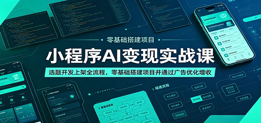 小程序AI变现实战课：选题开发上架全流程，零基础搭建项目并通过广告优化增收-瀚洪创业网
