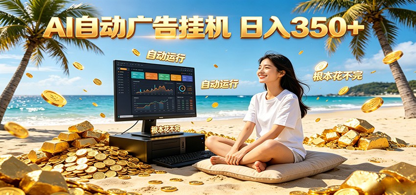 AI自动广告挂机 日入350+ 真正做到躺赚式变现，根本花不完！-瀚洪创业网