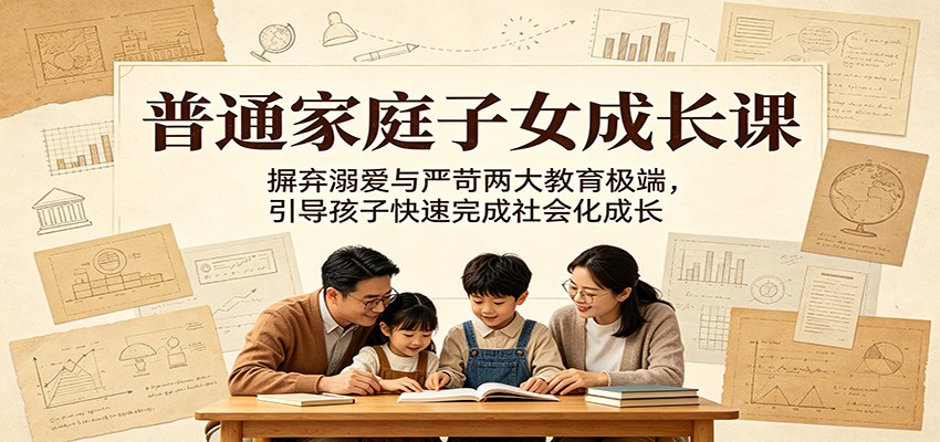 普通家庭子女成长课：摒弃溺爱与严苛两大教育极端，引导孩子快速完成社会化成长-瀚洪创业网